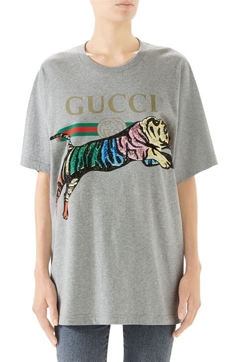 gucci tiger t shirt women's|gucci tiger sequin shirt.